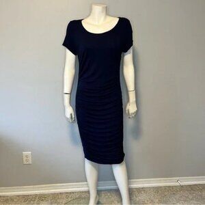 Venus Blue crew neckline ruched sides dress with short sleeves size large
